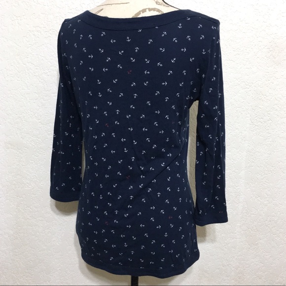 TOMMY HILFIGER 3/4 SLEEVE ANCHOR PRINT KNIT TOP M - Picture 4 of 8